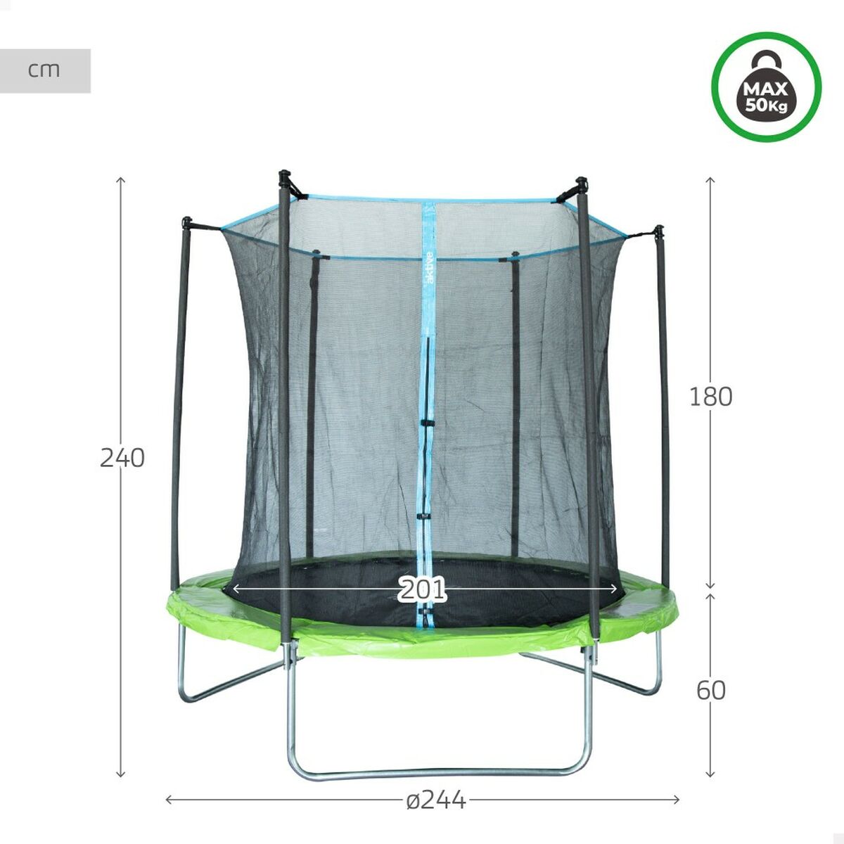 Kids Trampoline with Safety Enclosure Aktive 244 x 239 x 244 cm Ø 244 cm